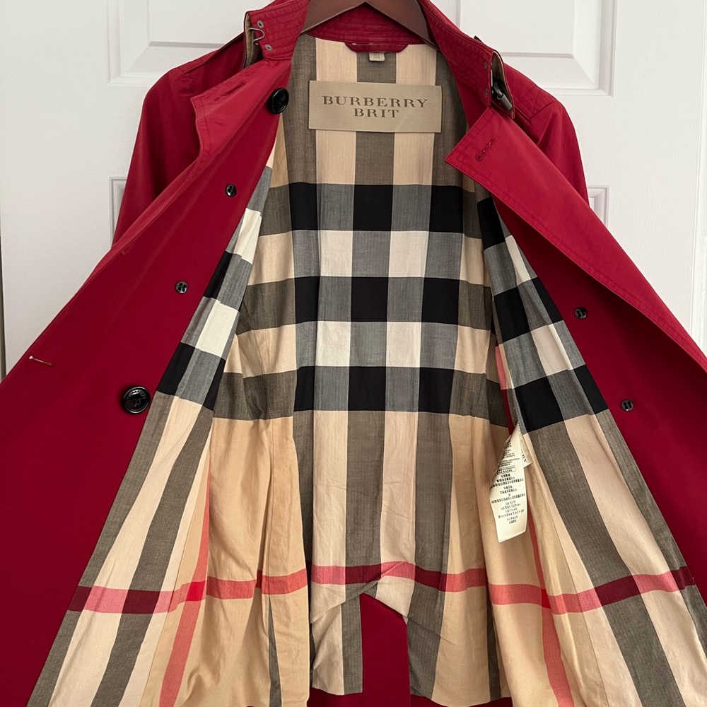 Burberry Brit Red Trench Coat - Picture 7 of 16